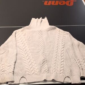 a.n.a Women's Cream Cable Knit Turtleneck Sweater